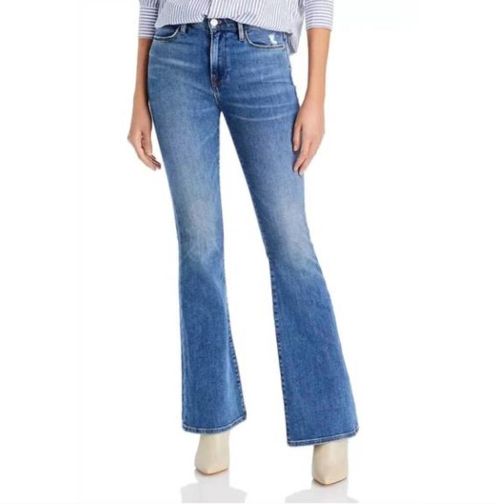 FRAME Le High Flare Jeans in Toledo Medium Wash Sz 34 $240 {D51}